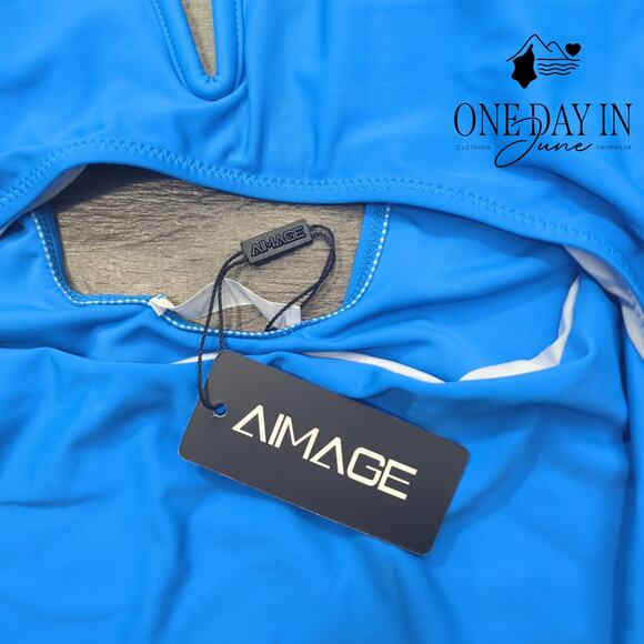 Aimage V Wire Cut Out One Piece Swimsuit Size M - Picture 4 of 7